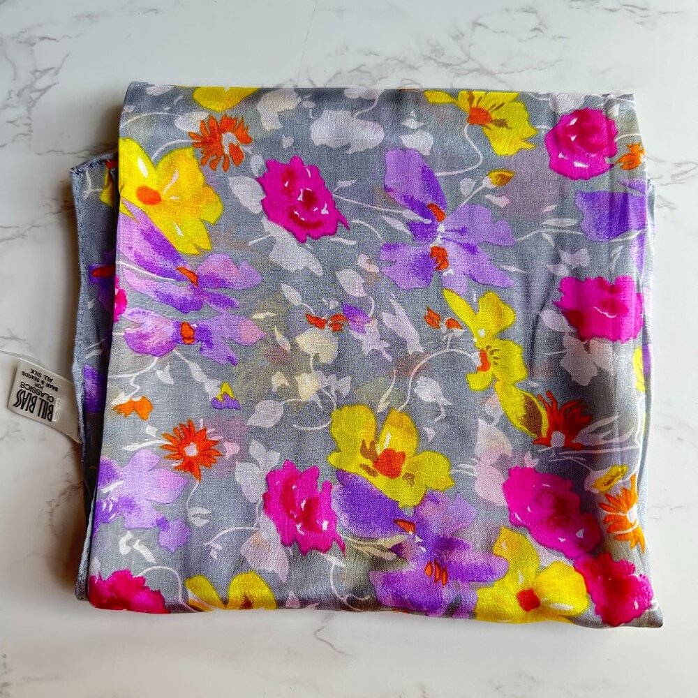 Bill Blass Vintage Floral Silk Scarf